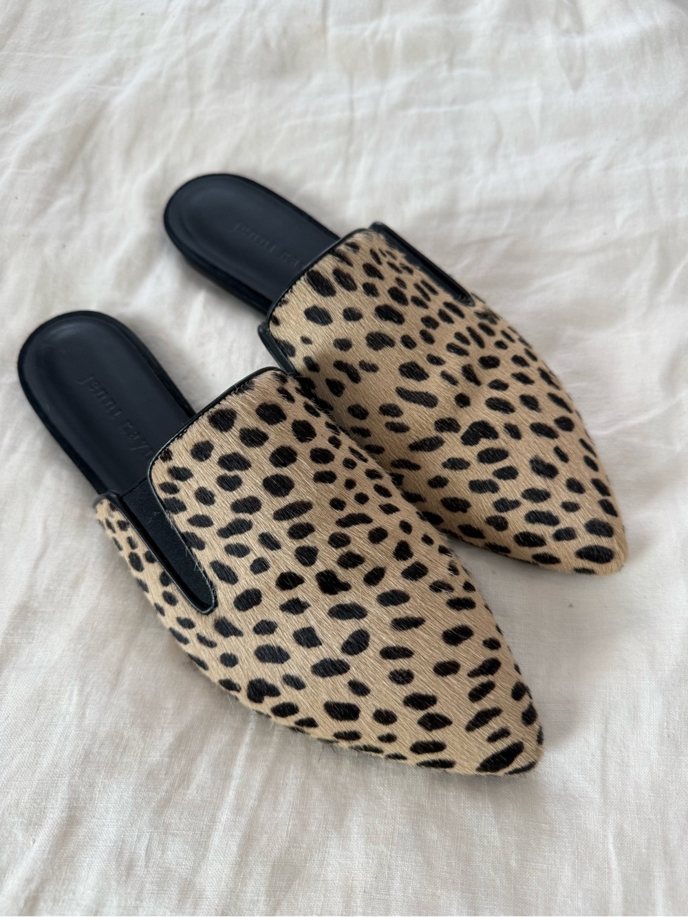 Jenni Kayne Cheetah Print Pointed Mule Slides - Women's Slip-On EUC 1401